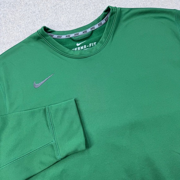 Nike Therma-FIT Crew Neck Sweatshirt Mens XL Green Pullover Training - Picture 1 of 12